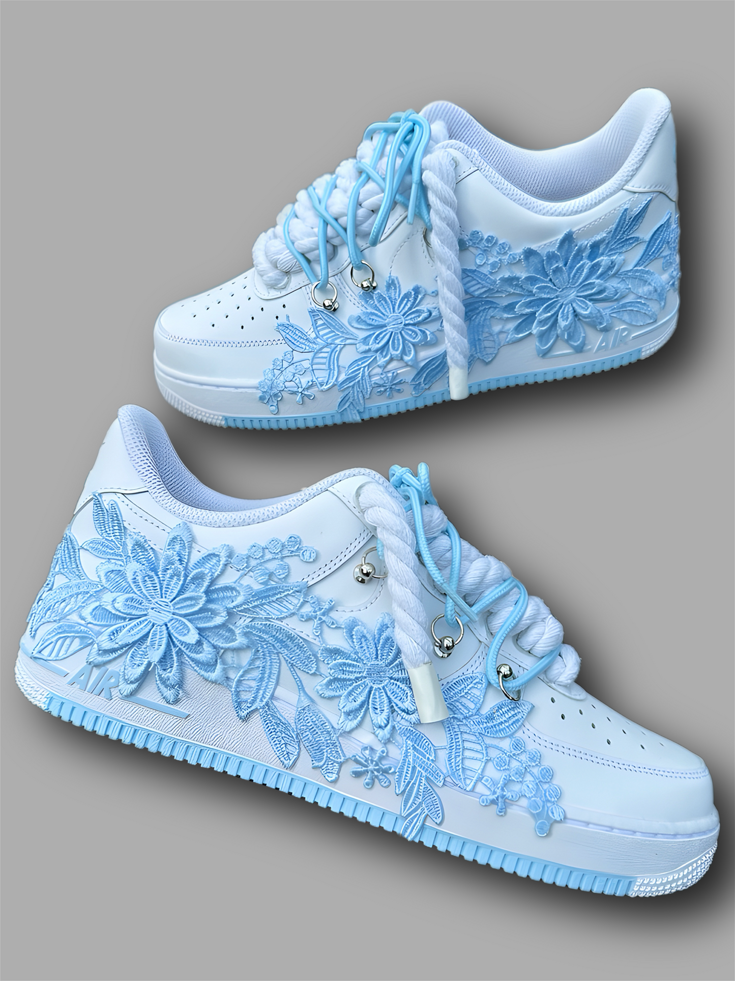 Light blue Floral Custom AF1